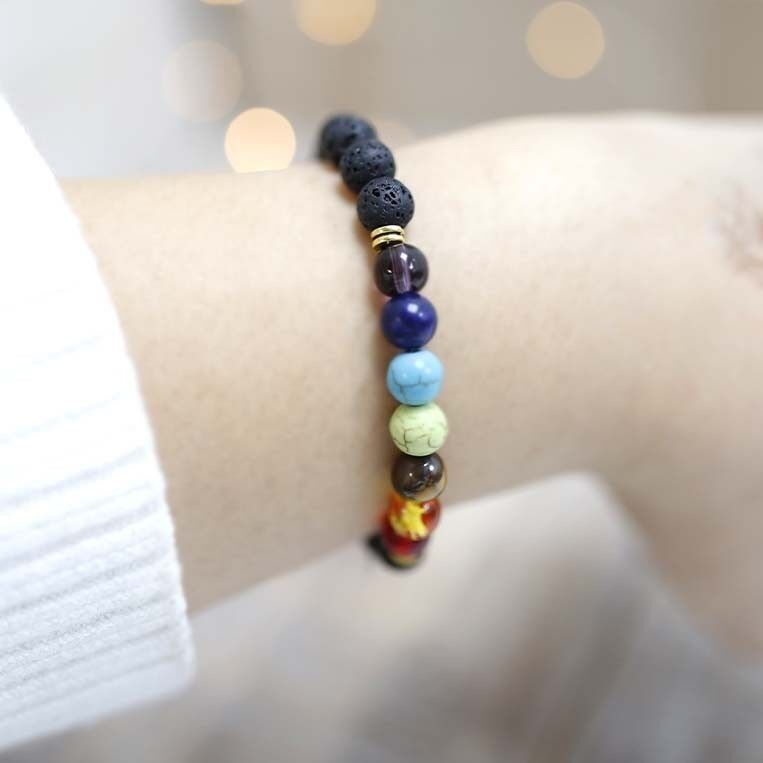 Bracelet chakra et pierre de lave
