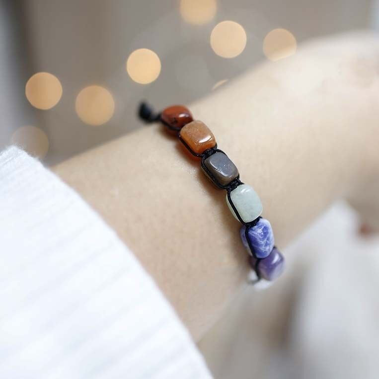 Bracelet chakra pierres naturelles et corde