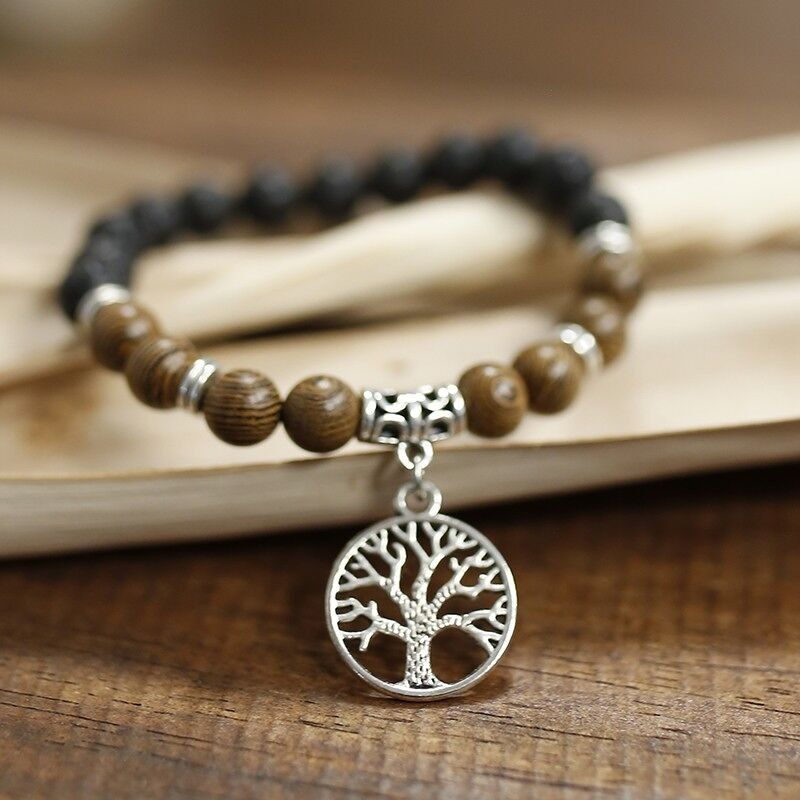 Bracelet arbre de vie - bois et lave