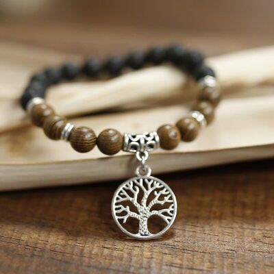 Tree of life bracelet - wood and lava