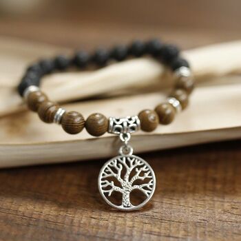 Bracelet arbre de vie - bois et lave 2