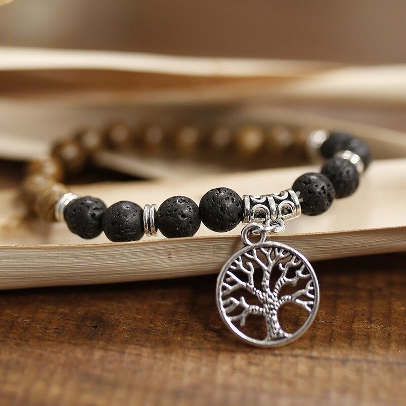 Bracelet arbre de vie - lave et bois