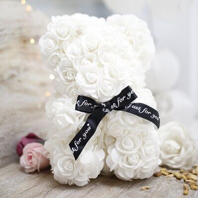 Decorative bear roses 25cm - white