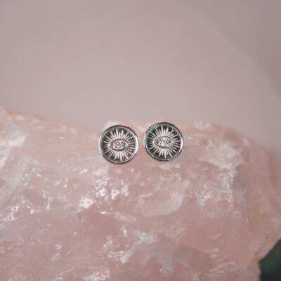 Elaxi Eye Stud Earrings - Silver