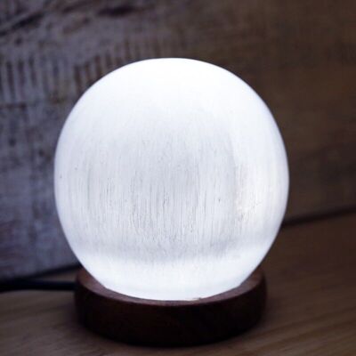 2 lampade USB al selenite sfera bianca