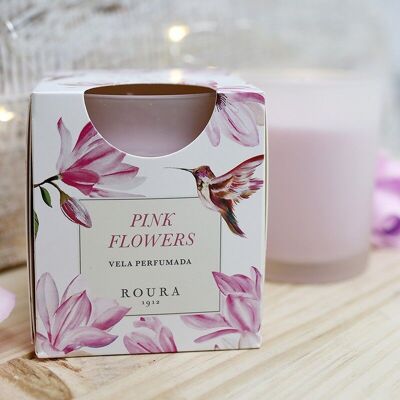 6 Velas vaso satinado - rosa 75x70mm
