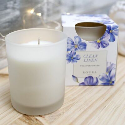 6 Velas vaso satinado - ropa limpia 75x70mm