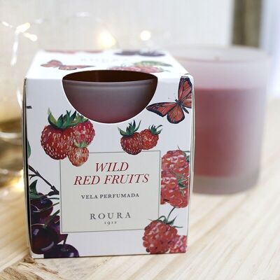 6 Velas vaso satinado - fruta del bosque 75x70mm