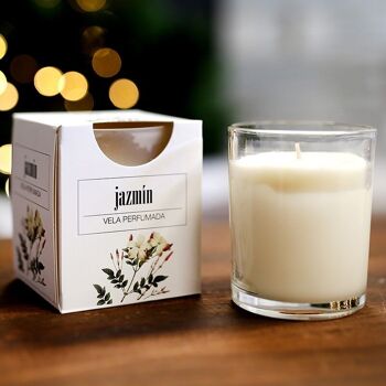 6 Bougies aromatiques en verre satiné - Jasmin 1