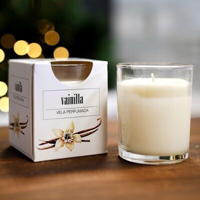 6 candele in vetro satinato profumate - vaniglia