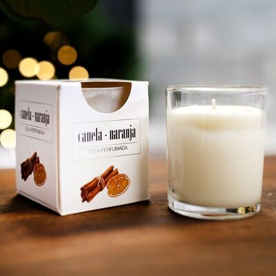 6 Satin Scented Glass Candles - Cinnamon and Orange