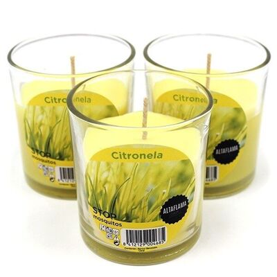 6 candele in vetro alla citronella 75x70mm