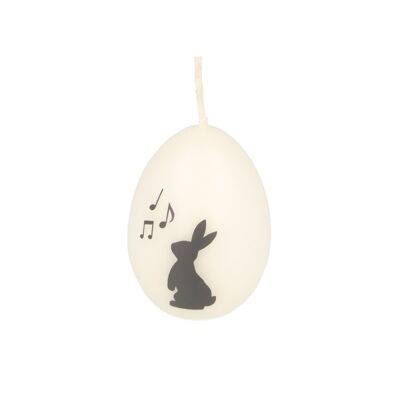 Egg candle, white/anthracite, various motifs - motif: rabbit 1