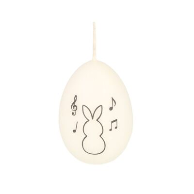 Egg candle, white/anthracite, various motifs - motif: rabbit 2