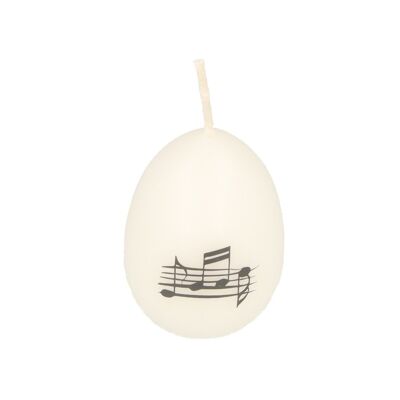 Egg candle, white/anthracite, various motifs - motif: mixed notes