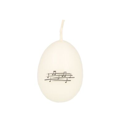 Egg candle, white/anthracite, various motifs - motif: musical note