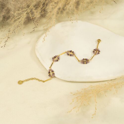 Bracelet pierres lilas en fleur