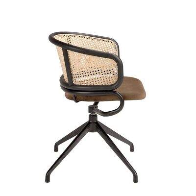 SEDIA GIREVOLE IN VELLUTO E RATTAN MARRONE 4129