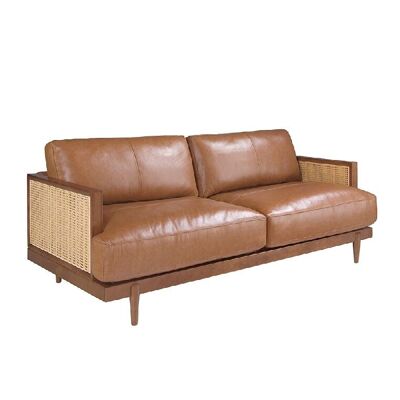 3 SEATER BROWN LEATHER SOFA 6177