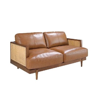 2 SEATER BROWN LEATHER SOFA 6176