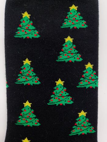 Chaussettes "Noir avec sapins de Noël" 3