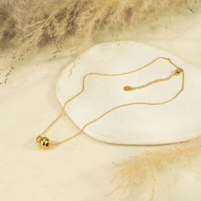 Double ball gold chain necklace