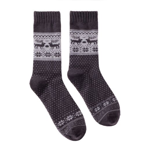 Wool socks "Reindeers" dark grey