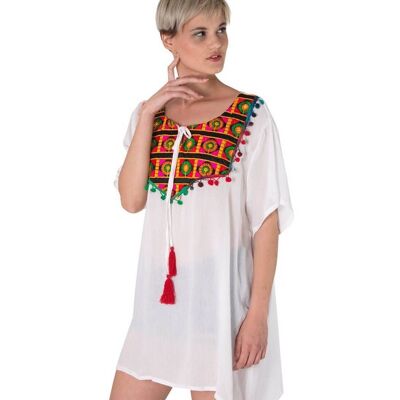 White Beach Tunic with Embroidered Details