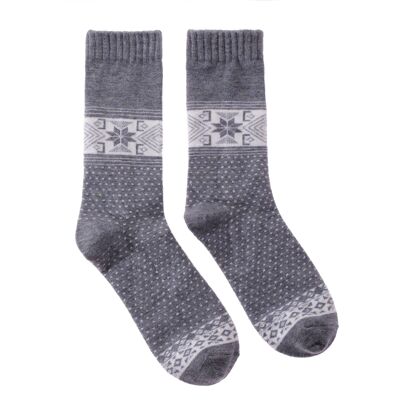 Wool socks "Snowflakes" grey