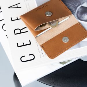 Portefeuille minimaliste pour cartes, espèces et pièces de monnaie mince et petit cuir tanné végétal italien