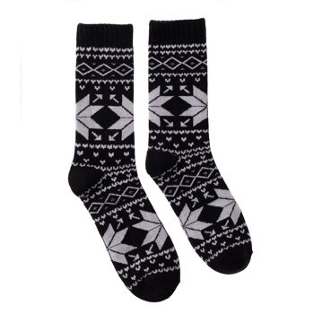 Chaussettes en laine "Flocons de neige" noires 1