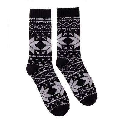 Wool socks "Snowflakes" black