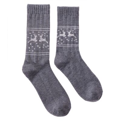 Wool socks "Reindeers" grey