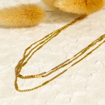 Triple simple gold chain necklace