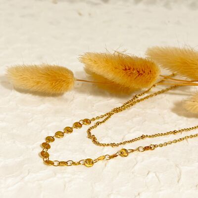 Double gold chain necklace