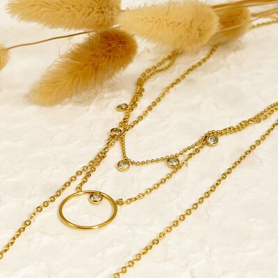 Collana originale con tripla catena di strass