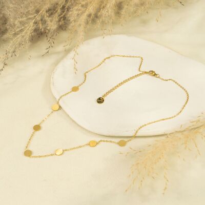 Gold chain necklace with brushed round