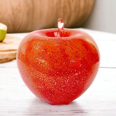 APPLE OF GLASS | “RED & SILVER” | GLASS APPLE | GLASS DECORATIONS | BIG