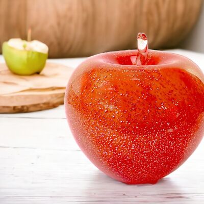 APPLE OF GLASS | “RED & SILVER” | GLASS APPLE | GLASS DECORATIONS | BIG