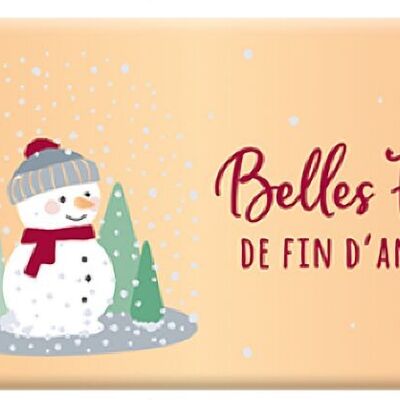 Noël - CHOCOLAT BIO NOIR 40g fin d'année « Belles Fêtes » effet metallic or, DE-ÖKO-013