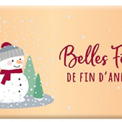 Navidad - CHOCOLATE NEGRO ORGÁNICO 40g fin de año “Belles Fêtes” efecto dorado metalizado, DE-ÖKO-013