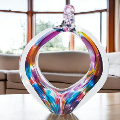Objeto de vidrio “Eterno” | Arte en vidrio | Objeto de cristal de lujo | MarrónAzul