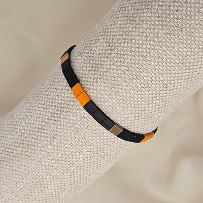 Bracciale Unitila arancione, bronzo e nero