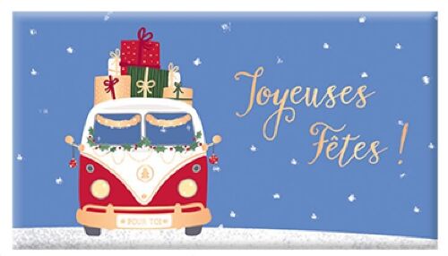 Noël - CHOCOLAT BIO NOIR 40g fin d'année « Joyeuses Fêtes ! » effet metallic or, DE-ÖKO-013