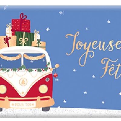 Noël - CHOCOLAT BIO NOIR 40g fin d'année « Joyeuses Fêtes ! » effet metallic or, DE-ÖKO-013