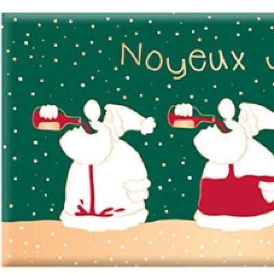 Noël - CHOCOLAT BIO NOIR 40g fin d'année « Noyeux Joël » effet metallic or, DE-ÖKO-013