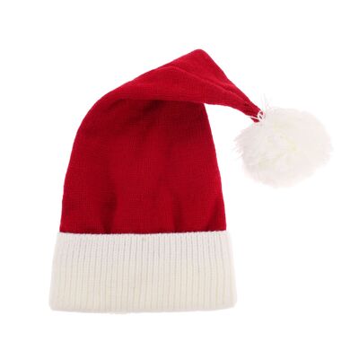 Flat knitted baby Santa hat - Classic red and white