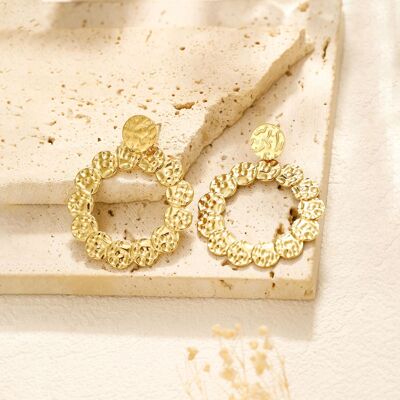 Gold circle dangle earrings