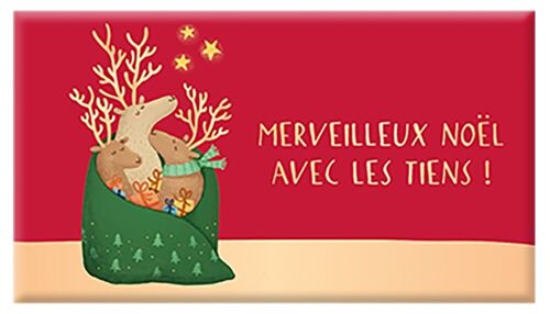 Noël - CHOCOLAT BIO NOIR 40g fin d'année « Rennes câlins »
