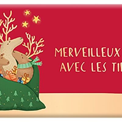 Noël - CHOCOLAT BIO NOIR 40g fin d'année « Rennes câlins »
